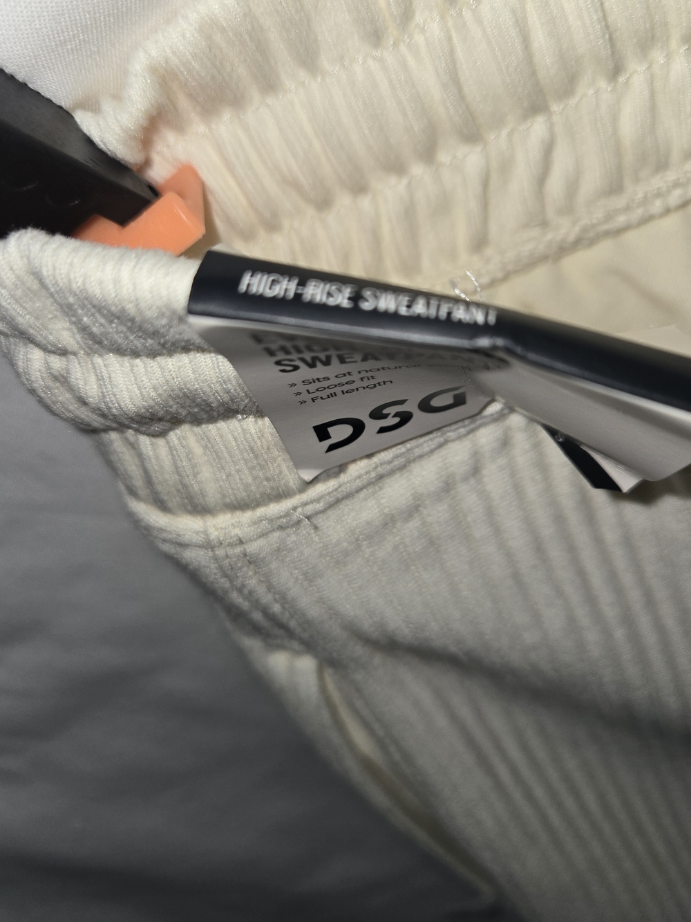 DSG Cream Ribbed Sweatpants with Drawstring - Picture 4 of 6